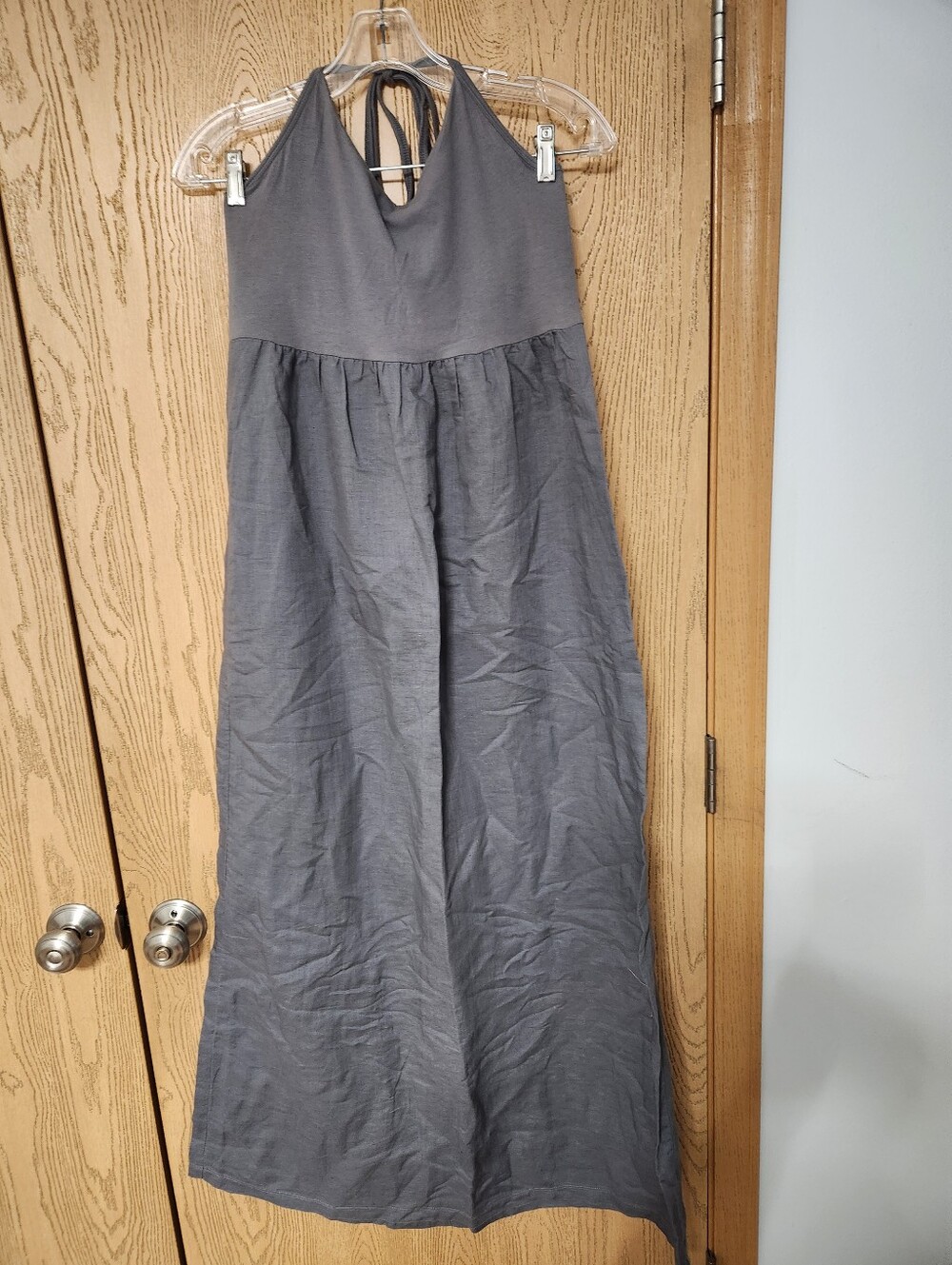 New York &Co. Gray Halter Maxi Dress. Linen And Cotton. Never Worn